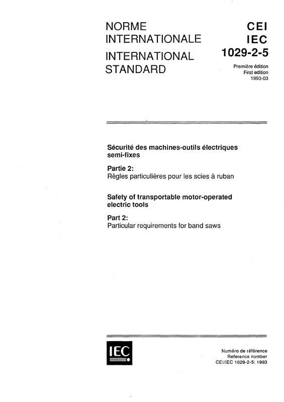 Cover IEC 61029-2-5:1993